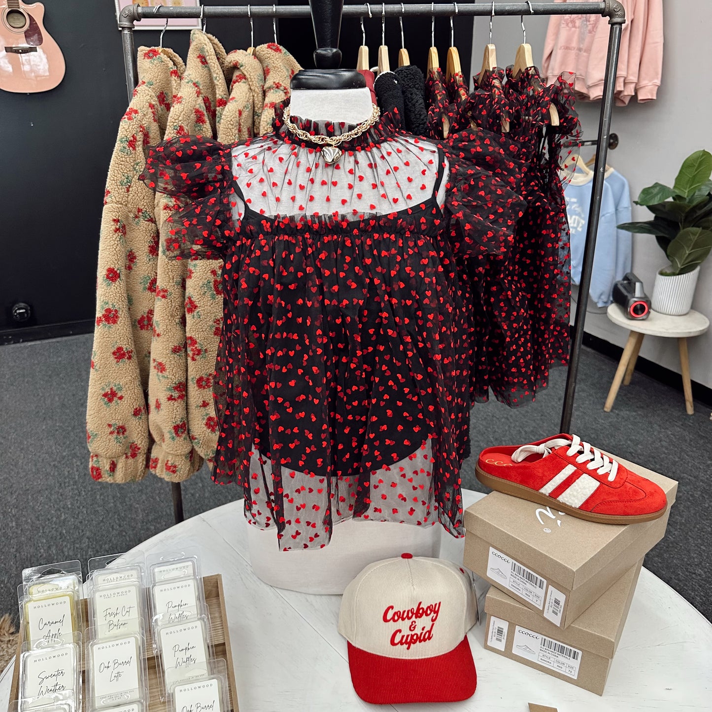 Be My Valentine Heart Printed Mesh Top