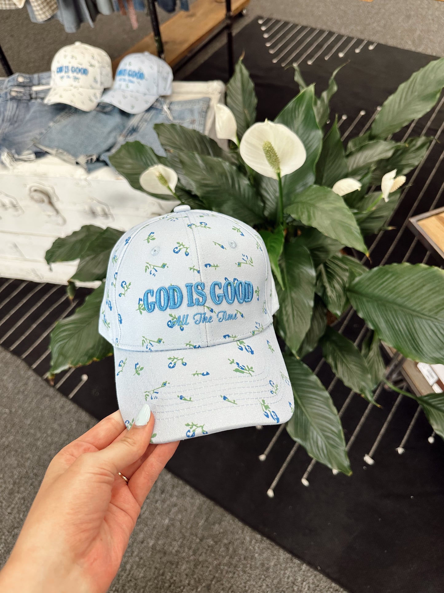 God Is Good All The Time Floral Baseball Cap