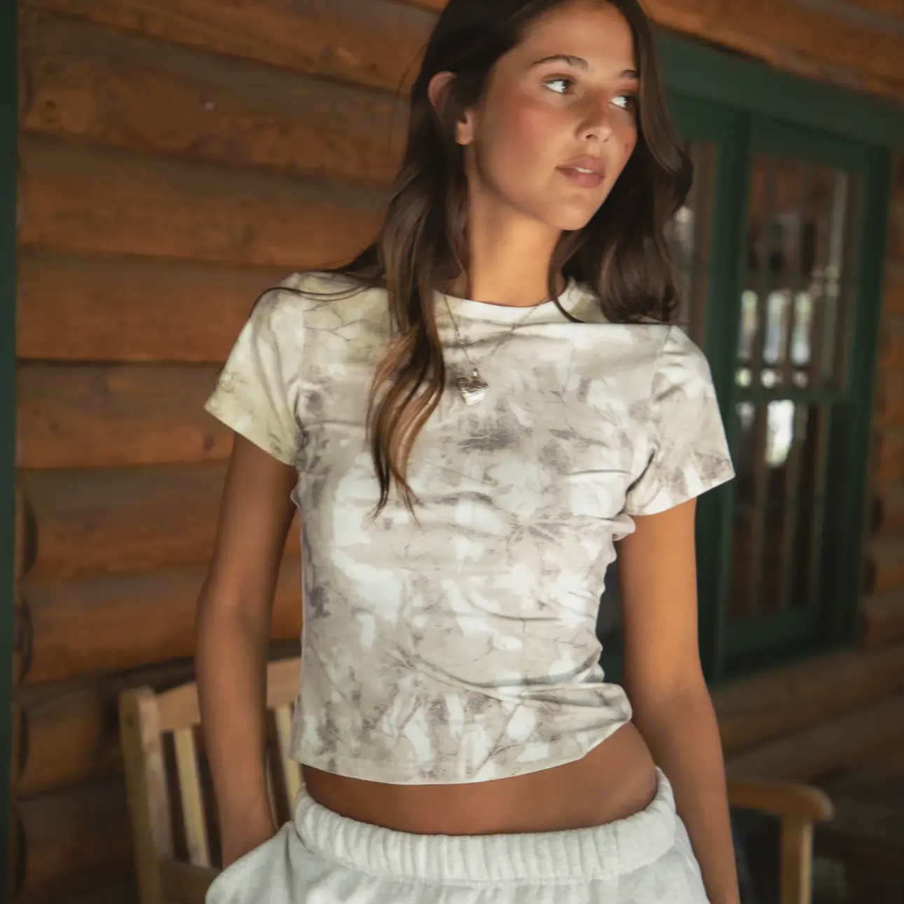 Light Woodland Camo Jersey Baby Tee (PREORDER)