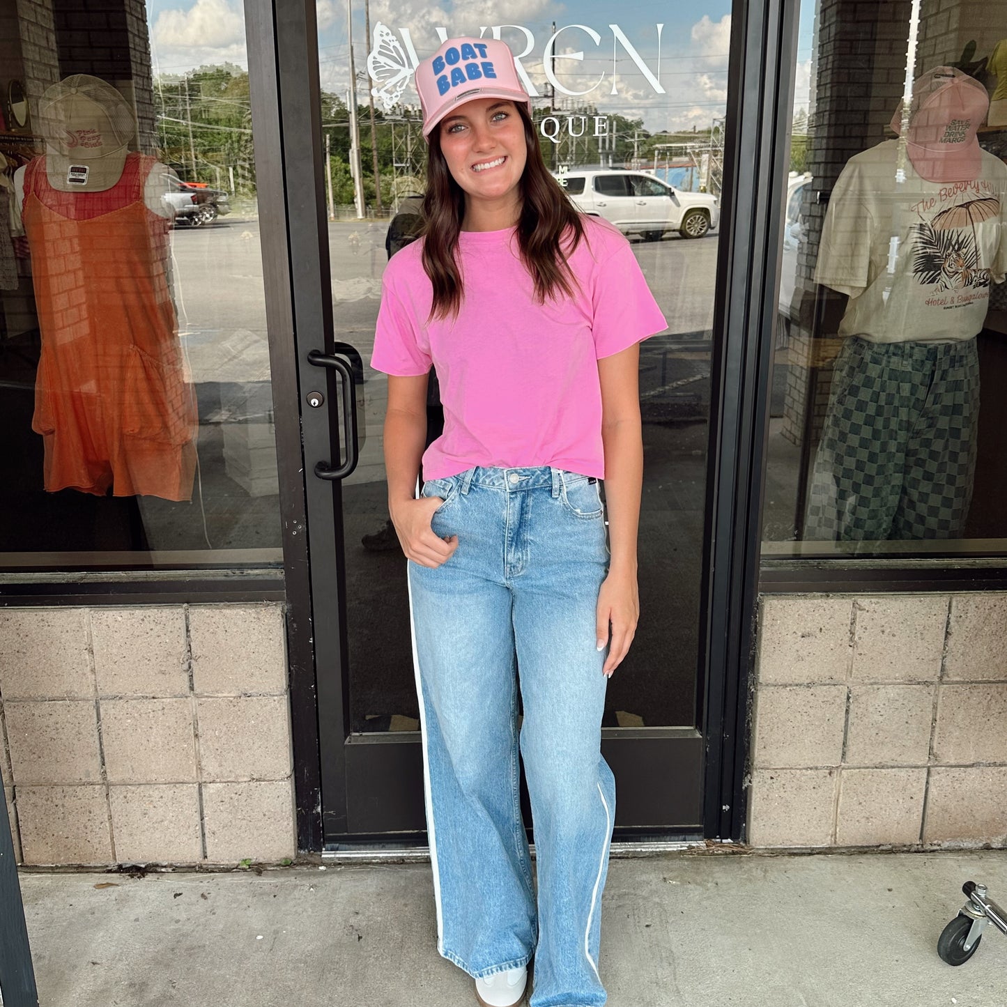 CELLO High Rise Wide Leg Striped Jean