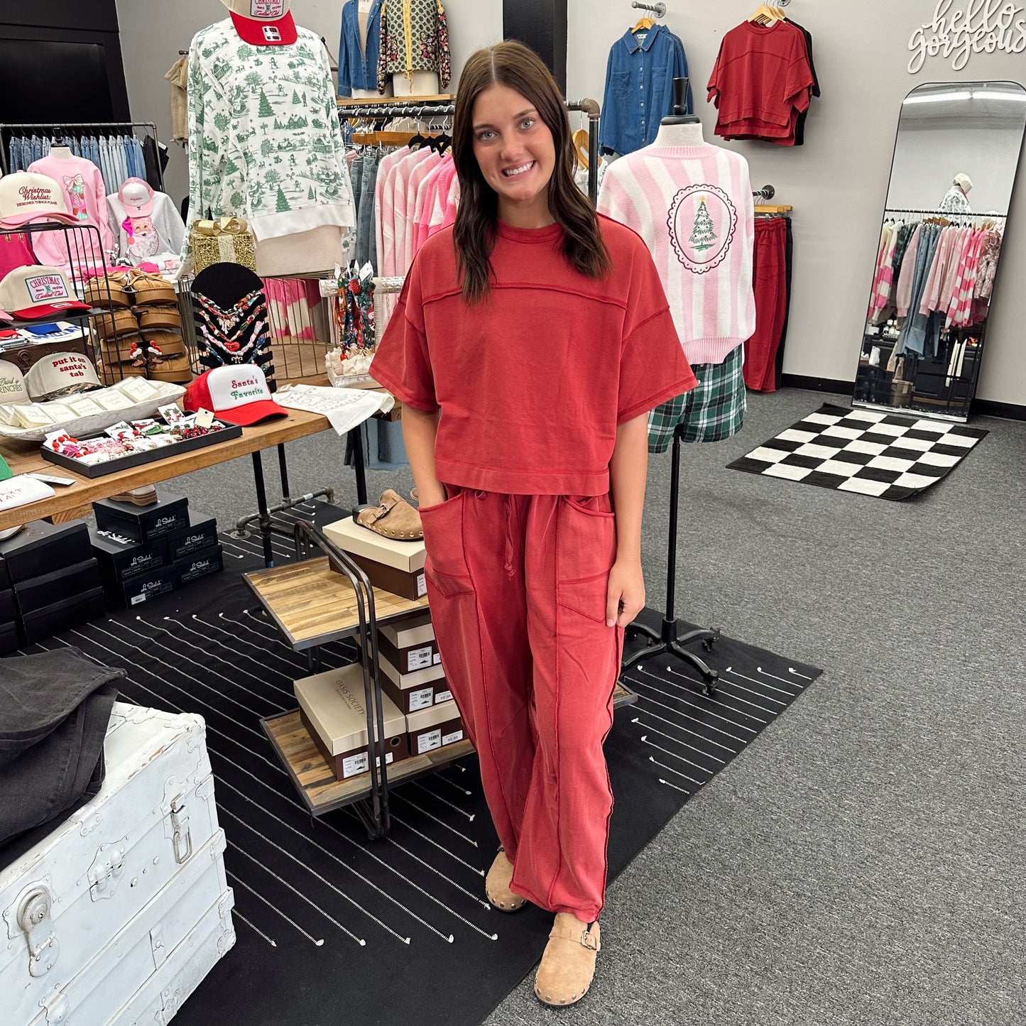 Mineral Washed Exposed Barrel Pants Set (Multiple Colors)