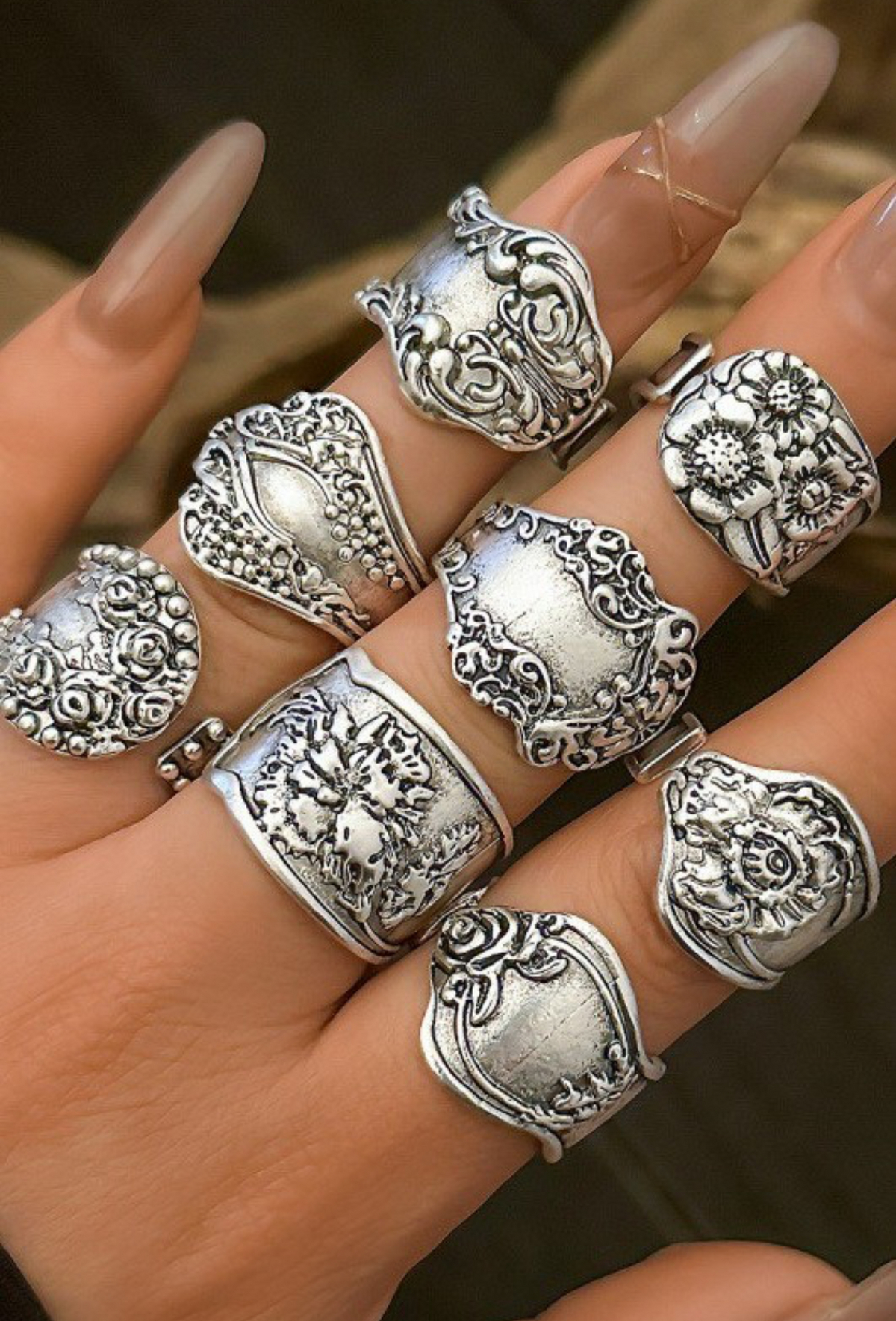 Vintage Boho Floral Statement Ring