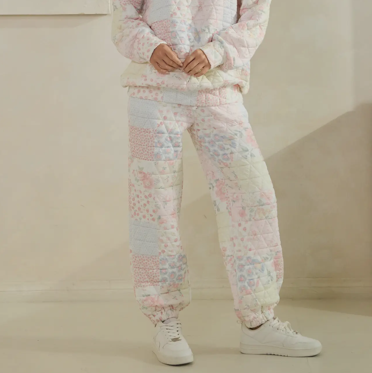 Pretty In Pastel Floral Quilted Texture Lounge Pants (PREORDER)