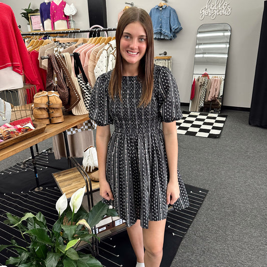 Smocked Cotton Mini Dress