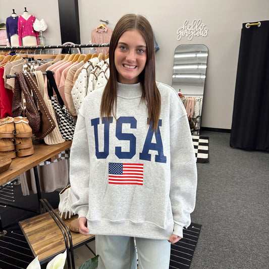 BucketList USA/AMERICA Reversible Mockneck Sweatshirt