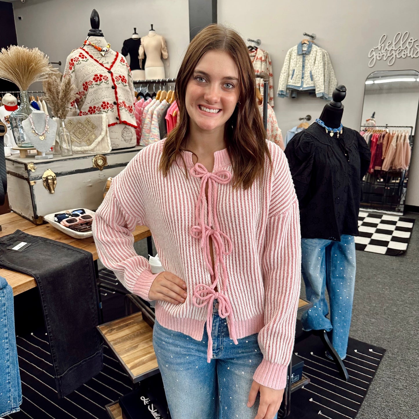 Pinky Promise Two Toned Tie Cardigan