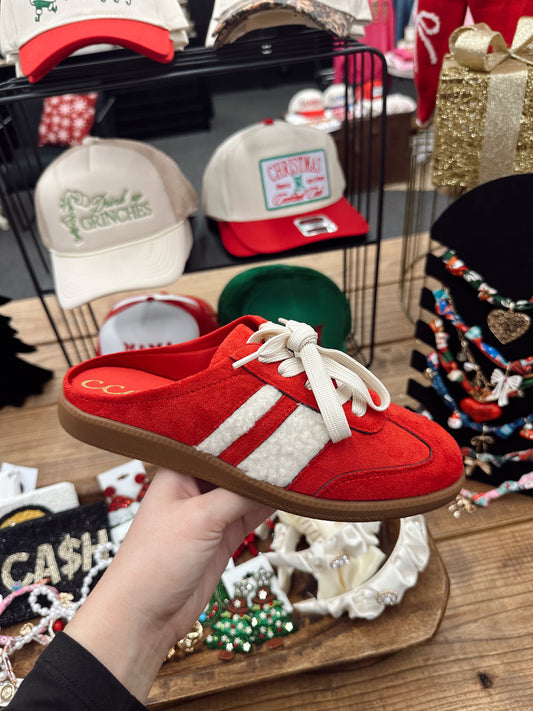 Fur Backless Mule Court Sneakers