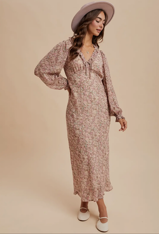 Ruffled Floral Maxi Dress (PREORDER)