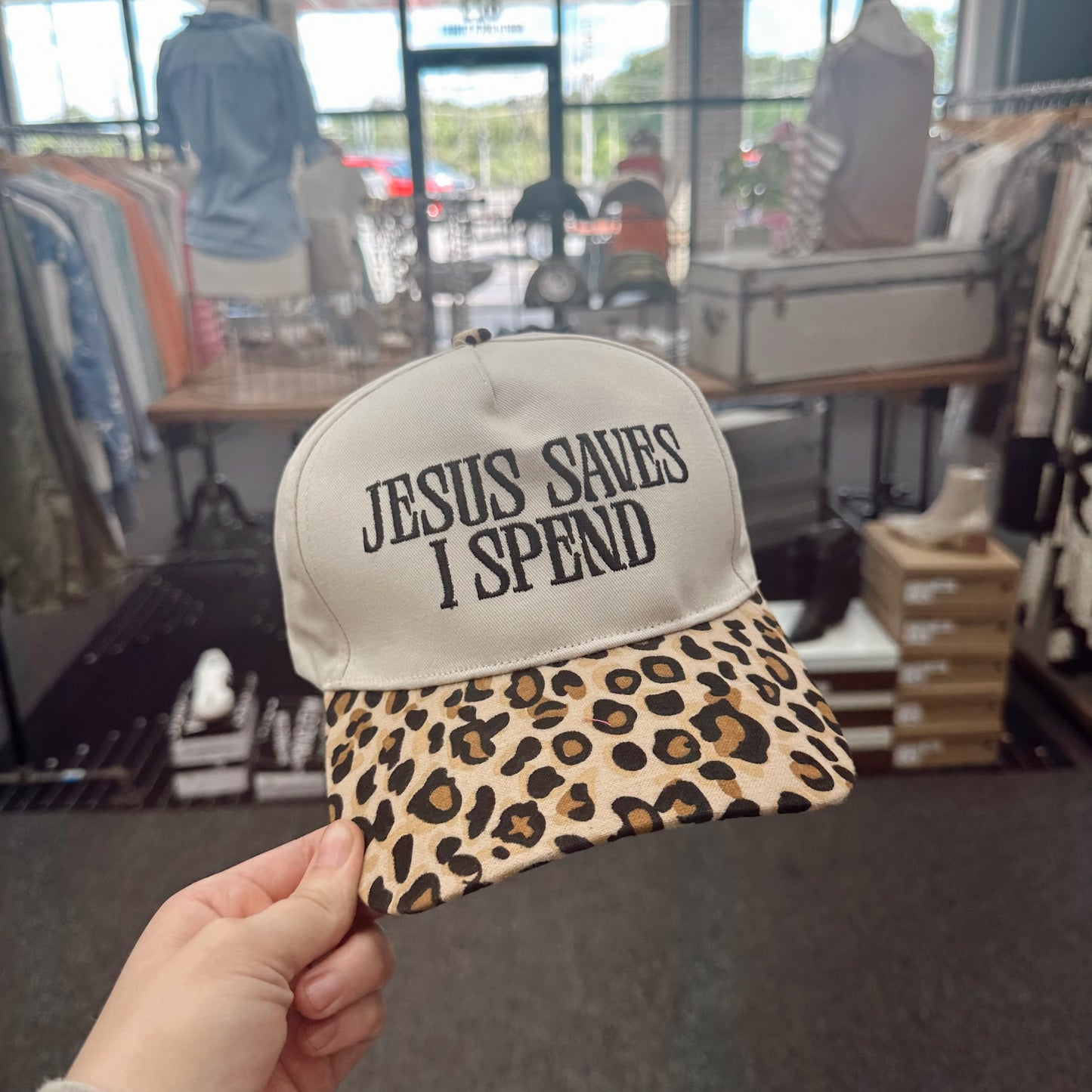 Jesus Saves, I Spend Cotton Canvas Cap