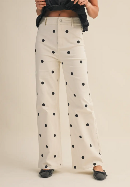 Polka Dot Stretch Denim Pant (PREORDER)