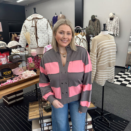 Don’t Mind Me Washed Color Block Pullover