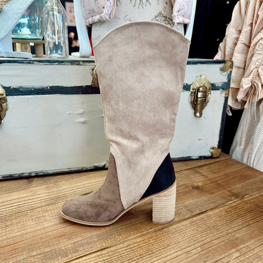 Kristin Three-Tone Tall Boot (Black)