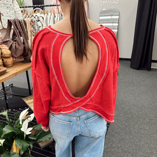 Open Back Reverse Stitched Top