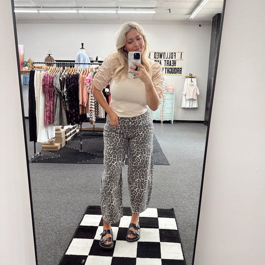 Leopard Barrel Pants