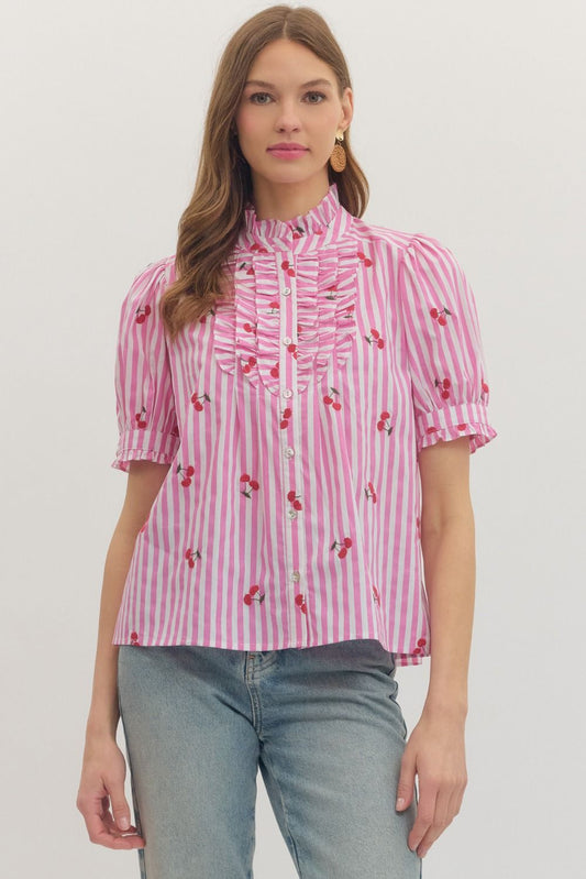Cherry Kiss Striped Top (PREORDER)