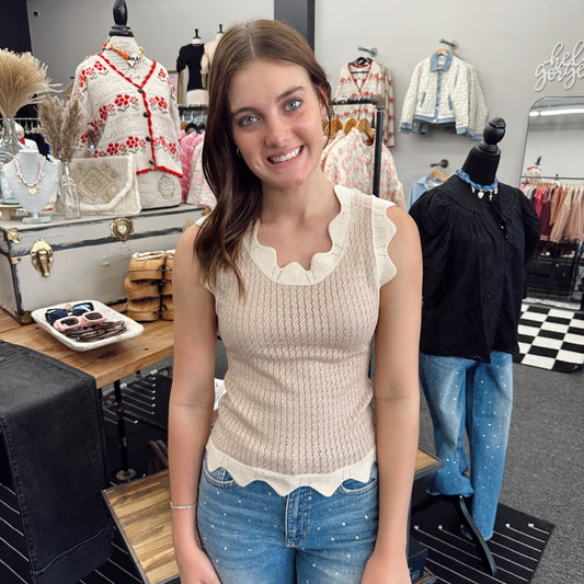 Sandy Scalloped Tank