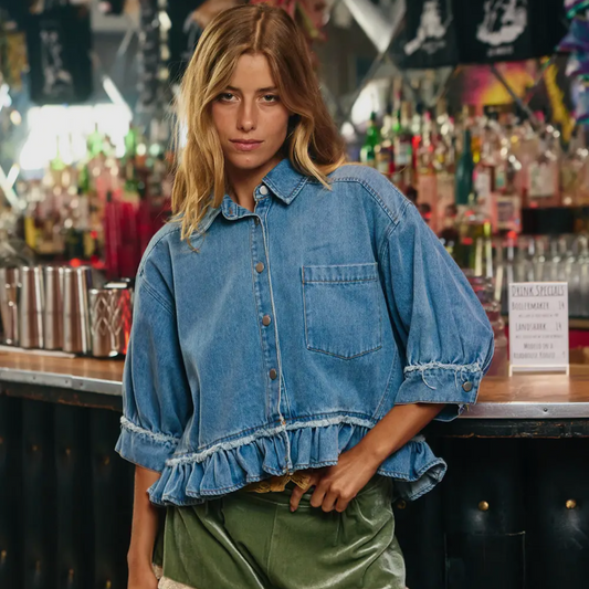 Denim Darling Ruffle Top (PREORDER)