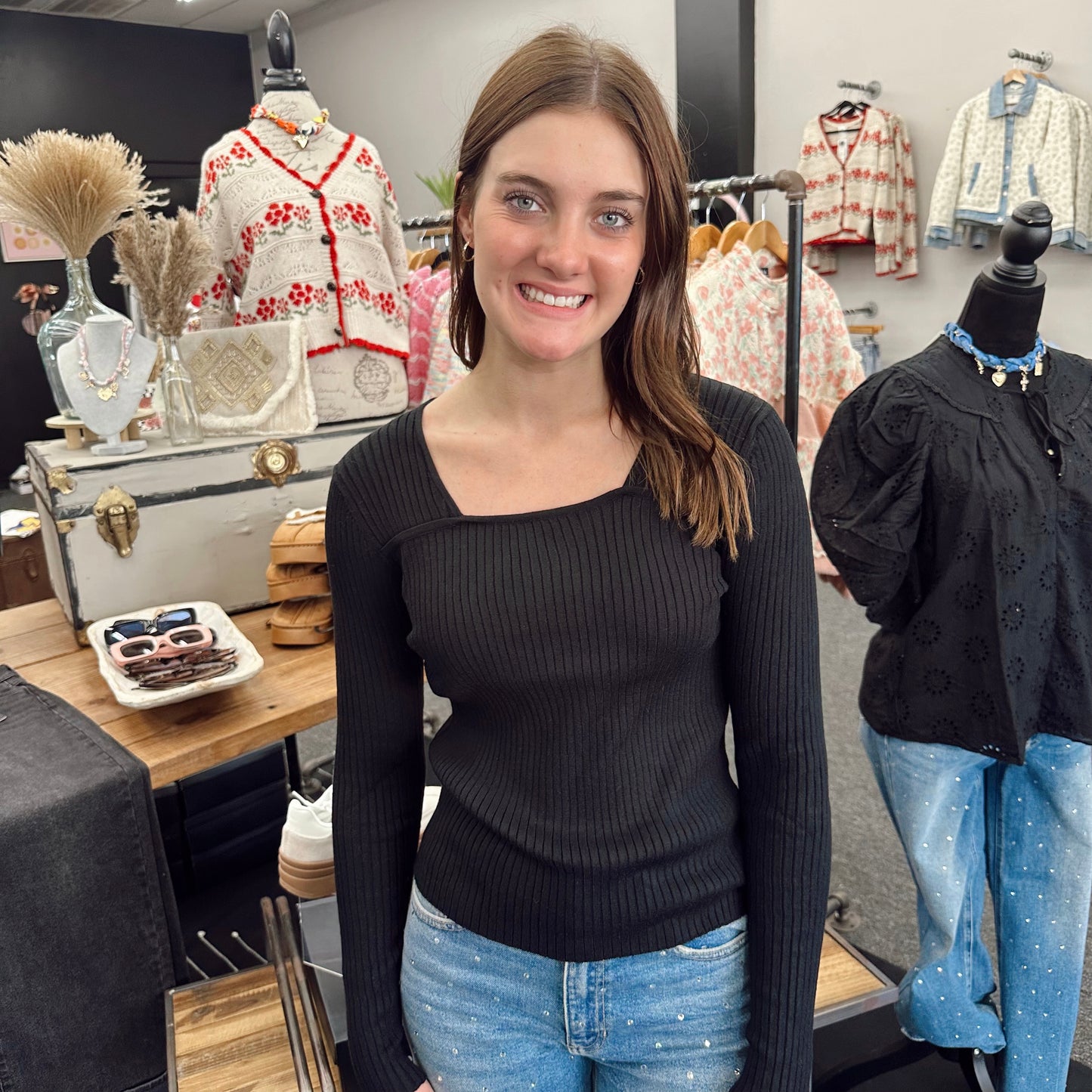 Sutton Square-Neck Sweater