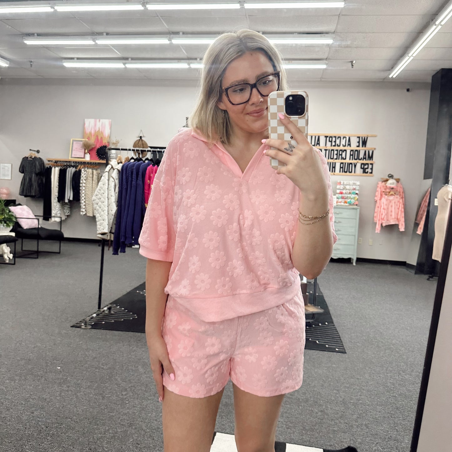 Blush Blossom Terry Cloth Knit Set