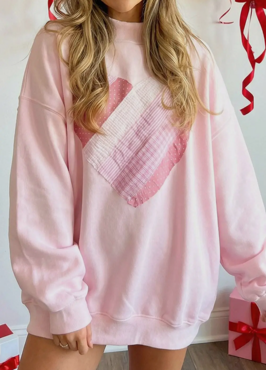 Sweetheart Patchwork Mockneck Sweatshirt (PREORDER)