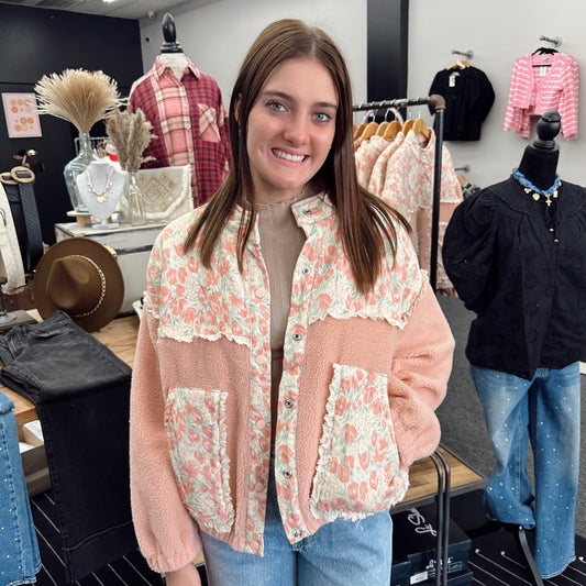Vintage Daydream Teddy Sherpa Mixed Fabric Jacket