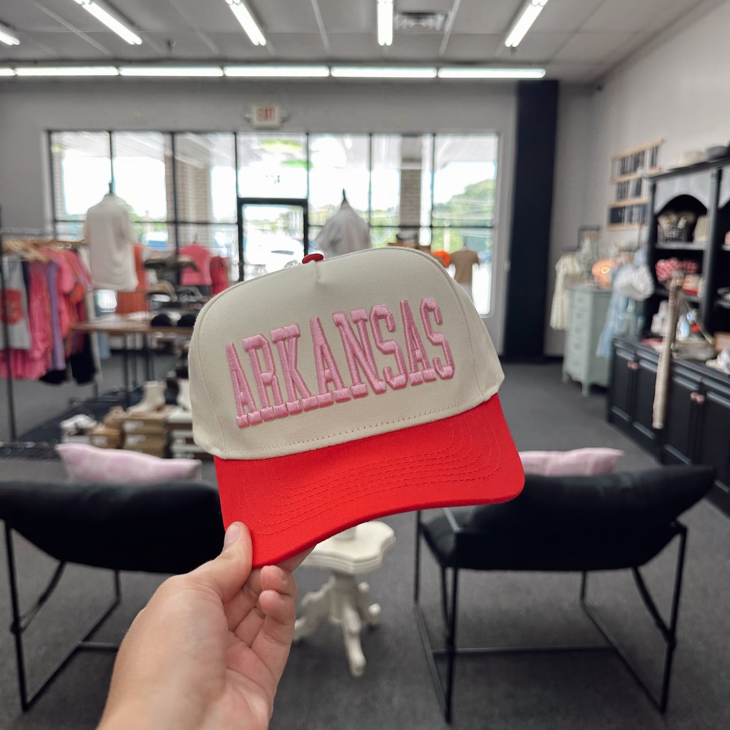 Arkansas Pink Vintage Trucker Hat