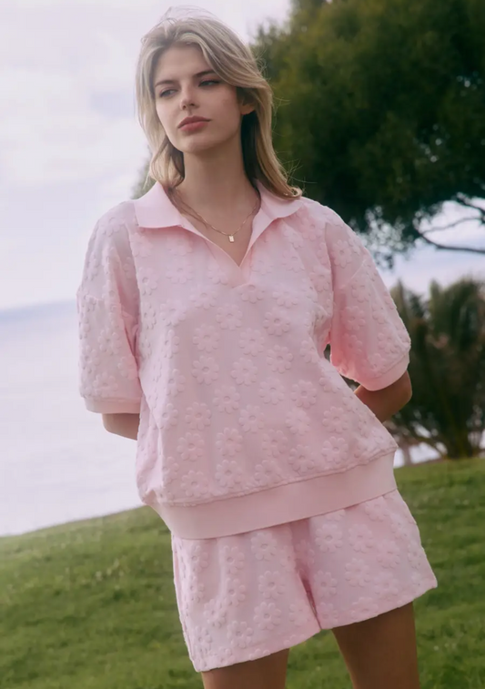 Blush Blossom Terry Cloth Knit Set (PREORDER)