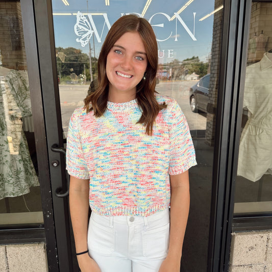 Candy Skies Crop Knit Sweater