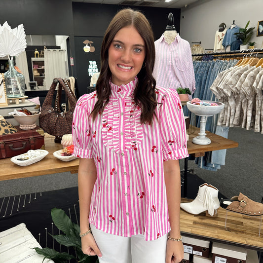 Cherry Kiss Striped Top
