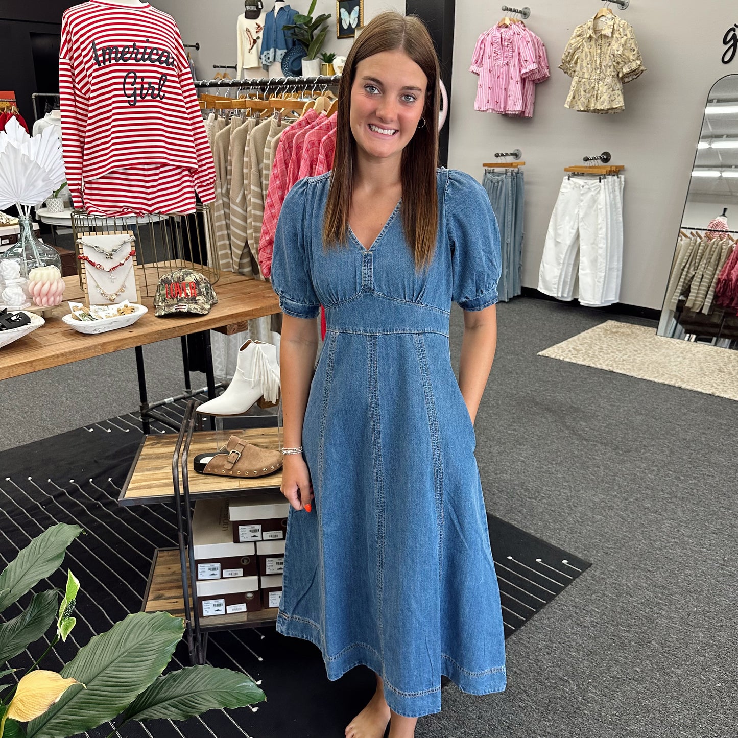 The Georgia Denim Midi Dress