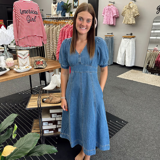 The Georgia Denim Midi Dress