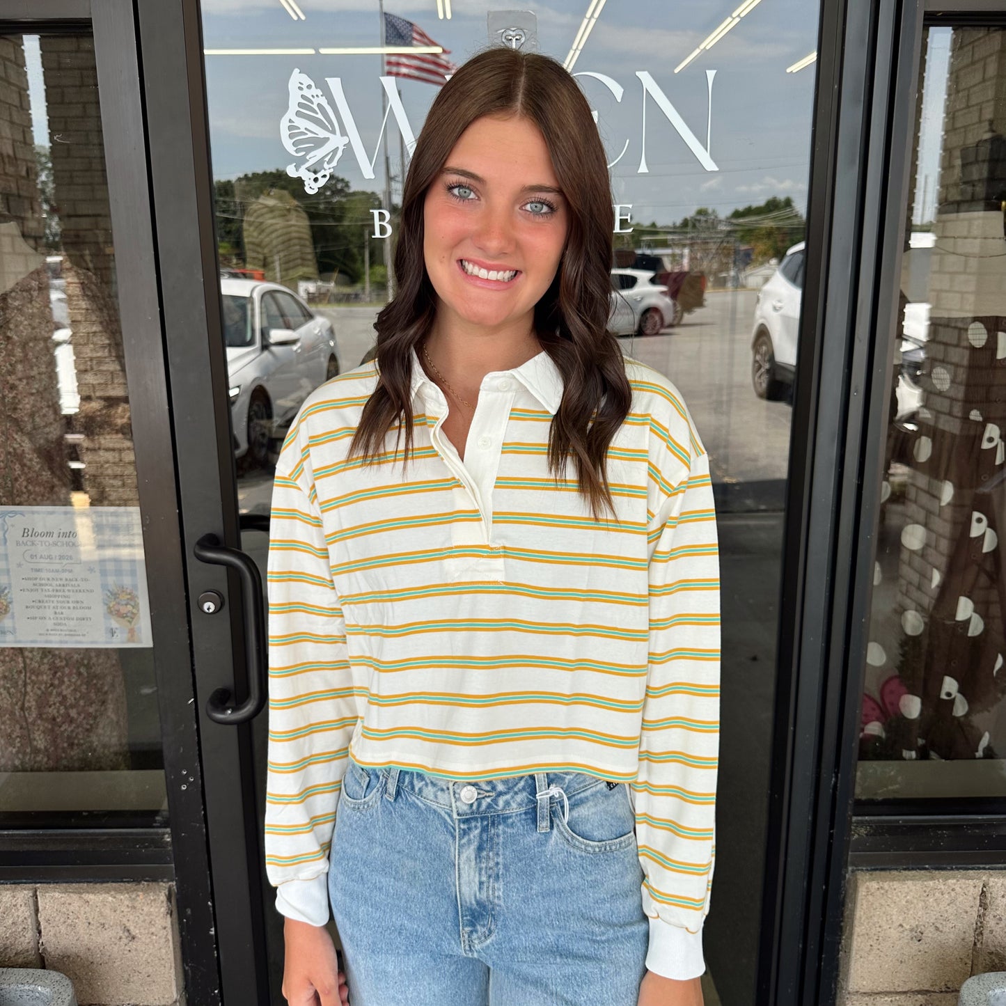 Striped Long Sleeve Polo