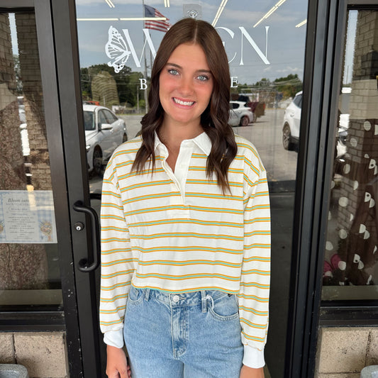 Striped Long Sleeve Polo
