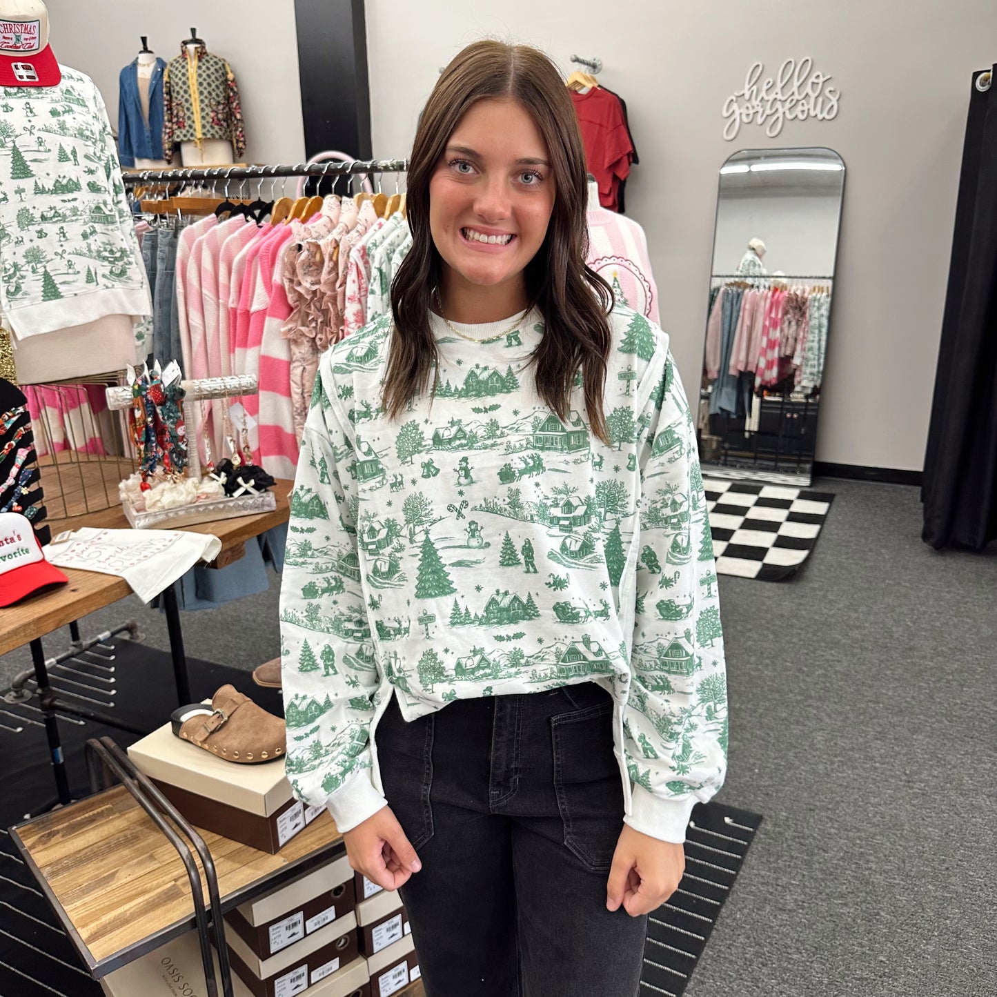 Holiday Toile Oversized Top (Multiple Colors)