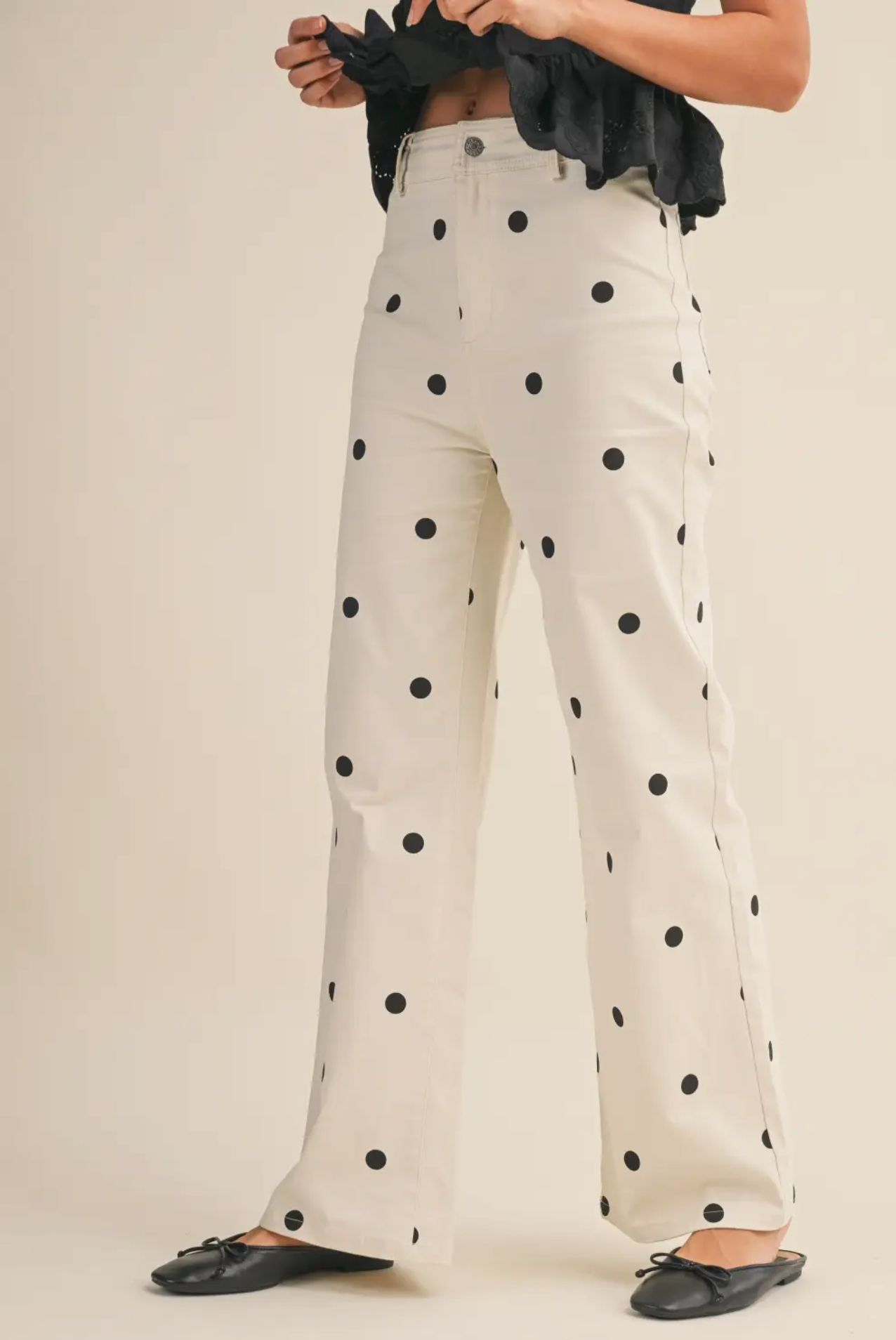 Polka Dot Stretch Denim Pant (PREORDER)