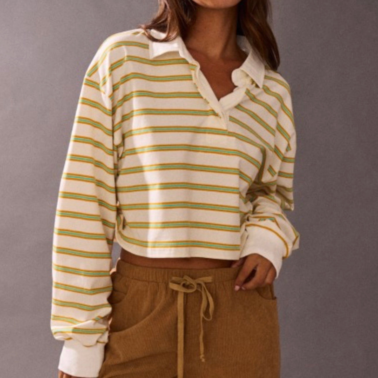 Striped Long Sleeve Polo (PREORDER)