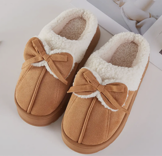 Cozy Faux Fur Lined Bow Slippers