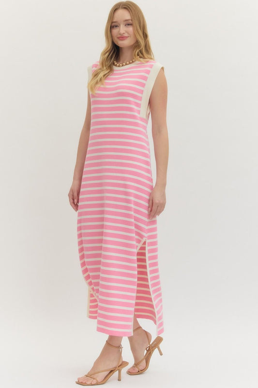Strawberry Stripe Knit Maxi Dress (PREORDER)
