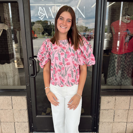 Floral Fantasy Scalloped Hem Top