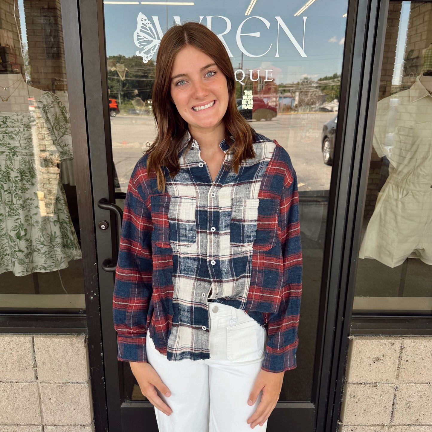 Color Block Button Down