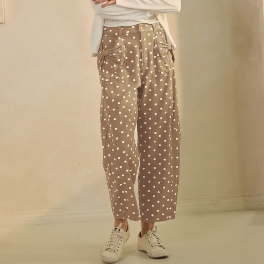 Polka Dot High Rise Printed Denim Pants (PREORDER)
