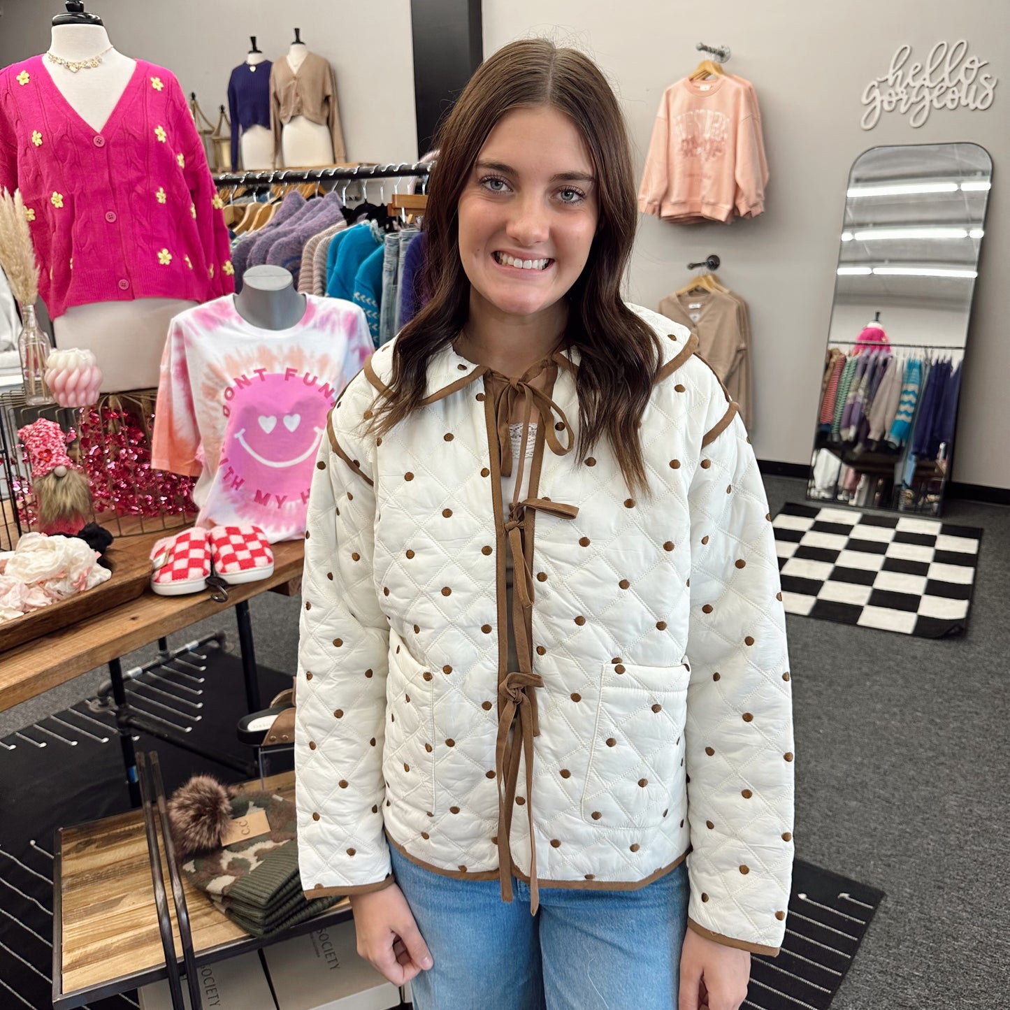 Betty Quilted Front Tie Jacket