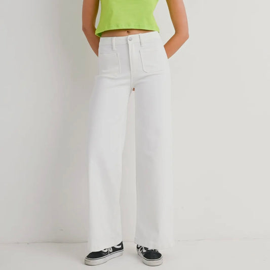 JBD White Denim Wide Leg Jean