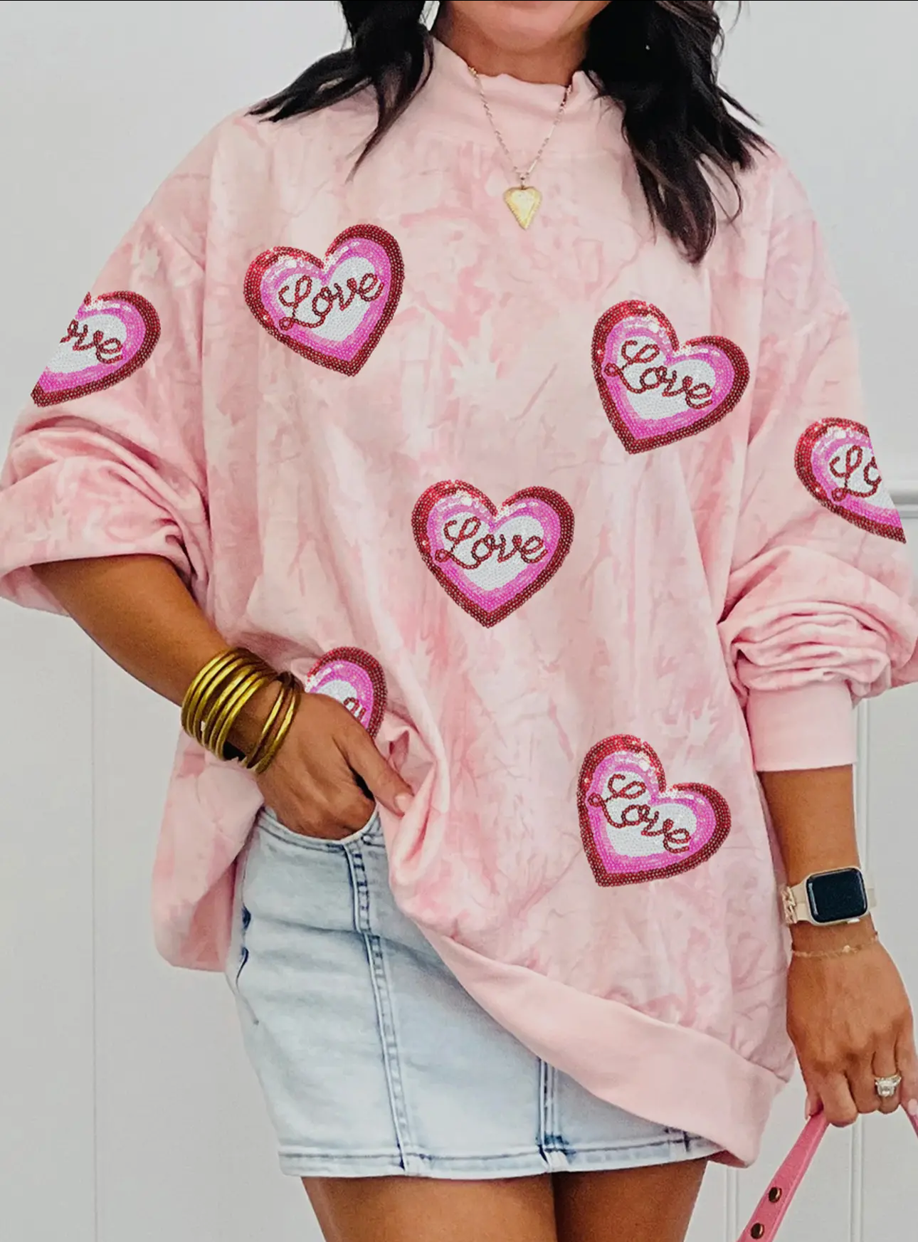 LOVE Camo Sequin Patch Mockneck Sweatshirt (PREORDER)