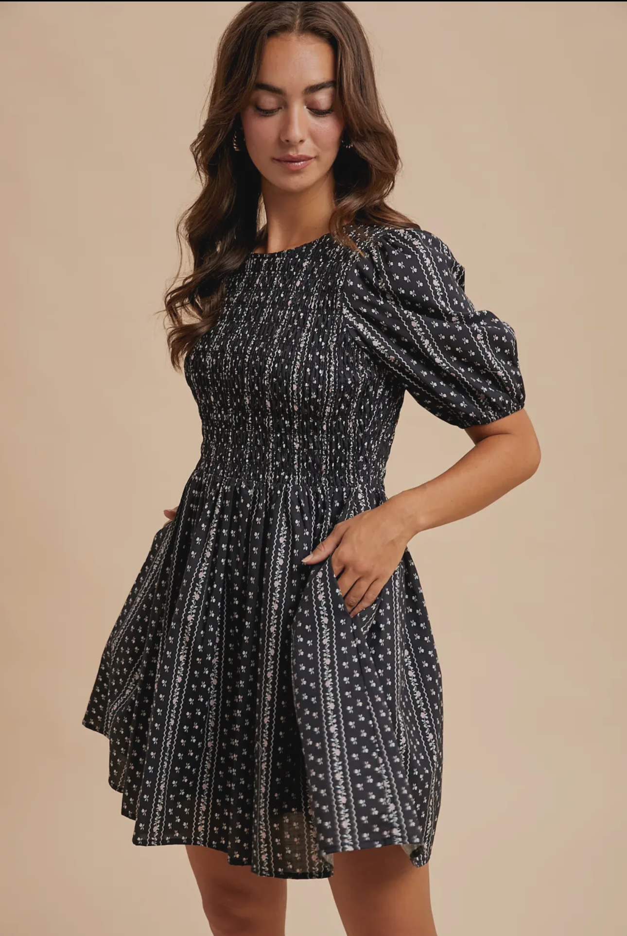 Smocked Cotton Mini Dress (PREORDER)