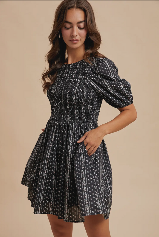 Smocked Cotton Mini Dress (PREORDER)