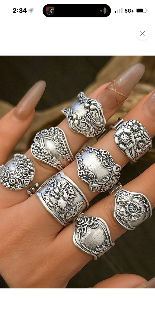 Vintage Boho Floral Statement Ring