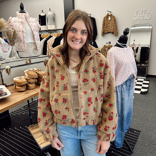The Everly Floral Zip Up Jacket